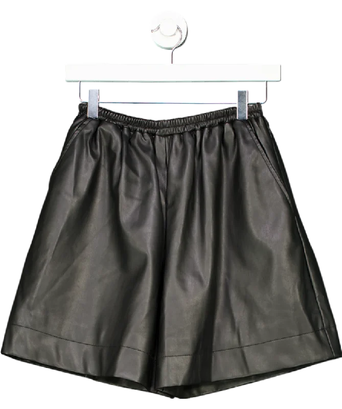 Unmissable Offers Await!Staud Black Vegan Leather Bermuda Shorts UK 6