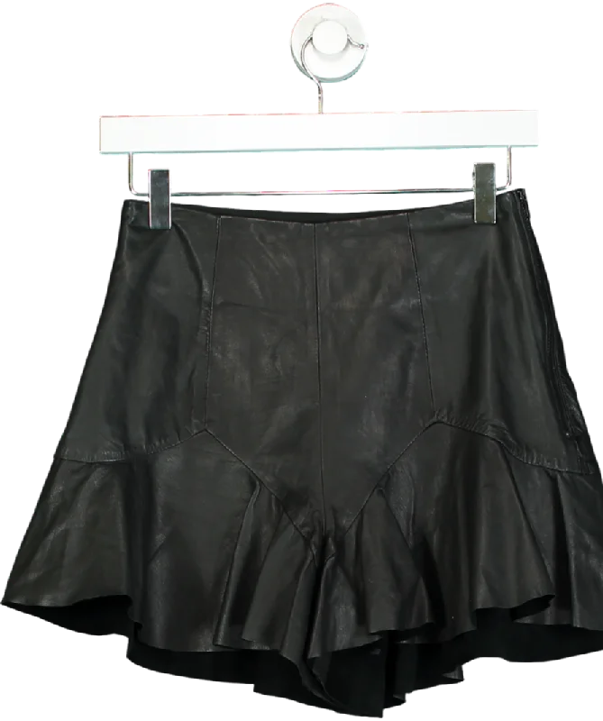 Only a Few Left – Order Now!Shakuhachi Black Leather Frill Hem Shorts UK S