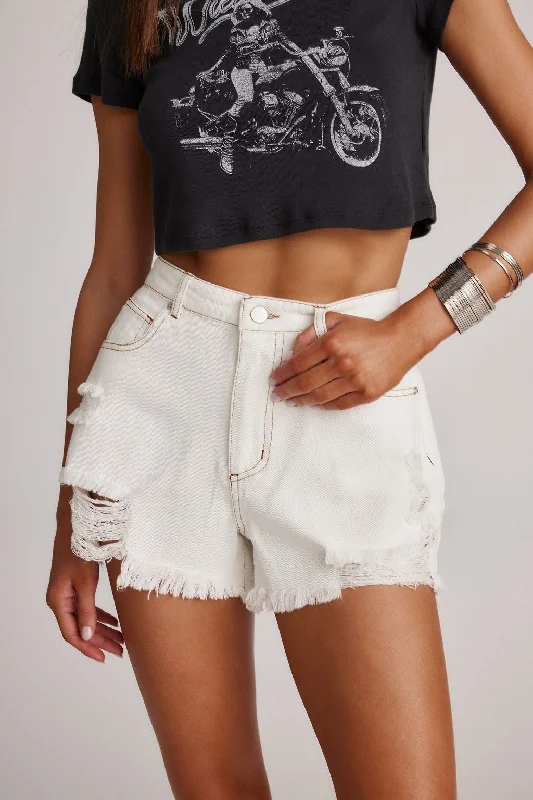 Price Drops You’ll Love!Nirvana White Denim Distressed Shorts