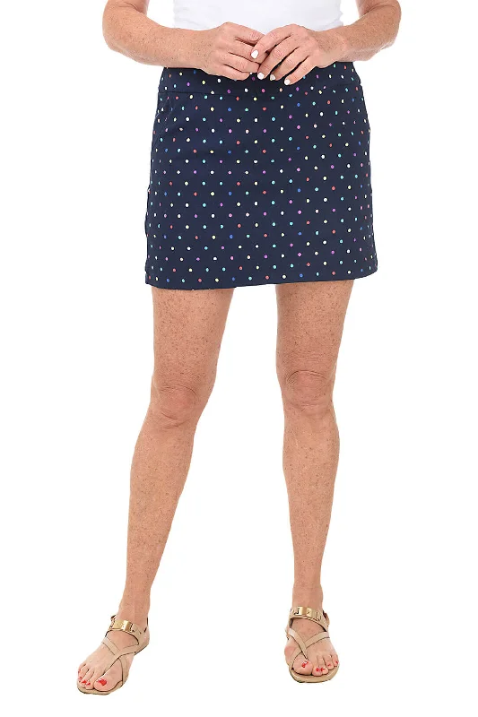 Save More When You Shop More!Navy Rainbow Dots Pull-On Skort