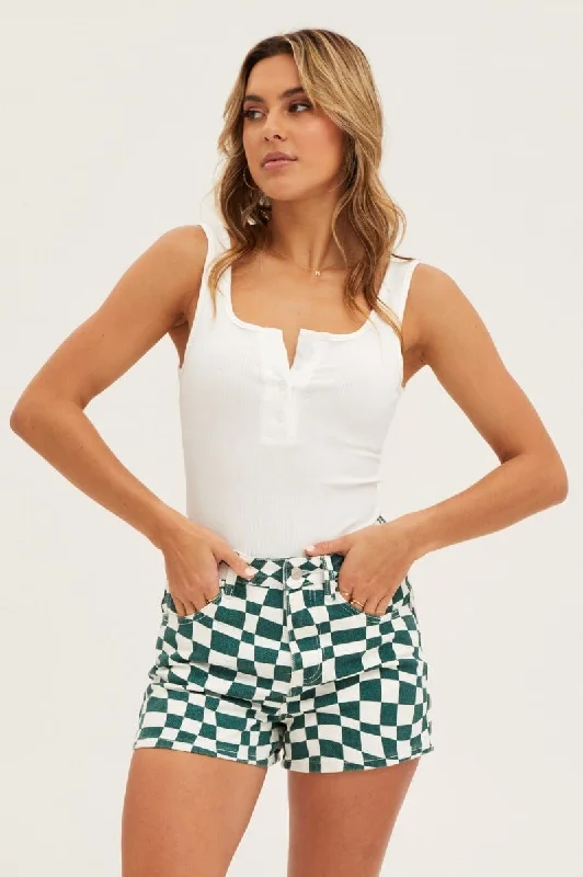 Don't Miss Out!Abstract Print High Rise Relaxed Denim Shorts