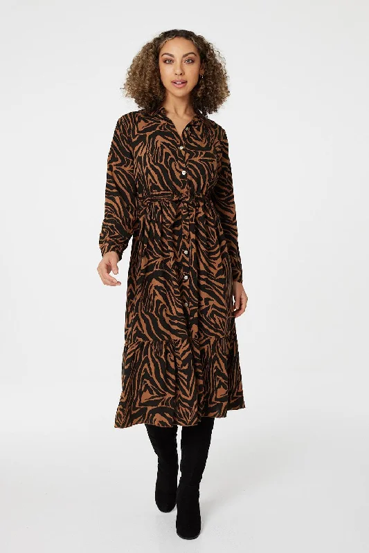 Zebra Print Shirt Dress