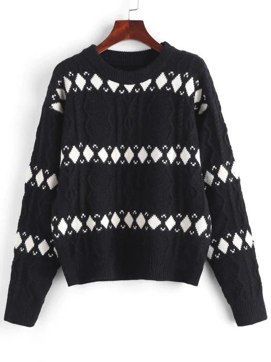 Argyle Graphic Cable Knitted Sweater for Women