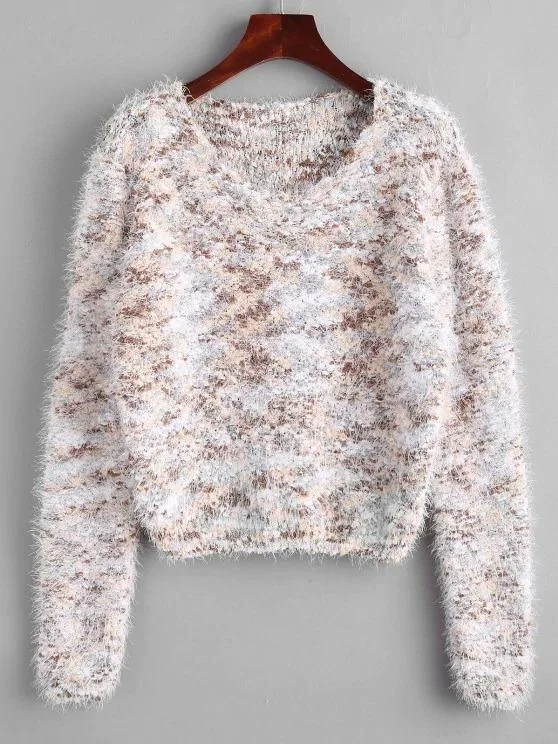 Fuzzy Chenille Confetti Knit Sweater for Women