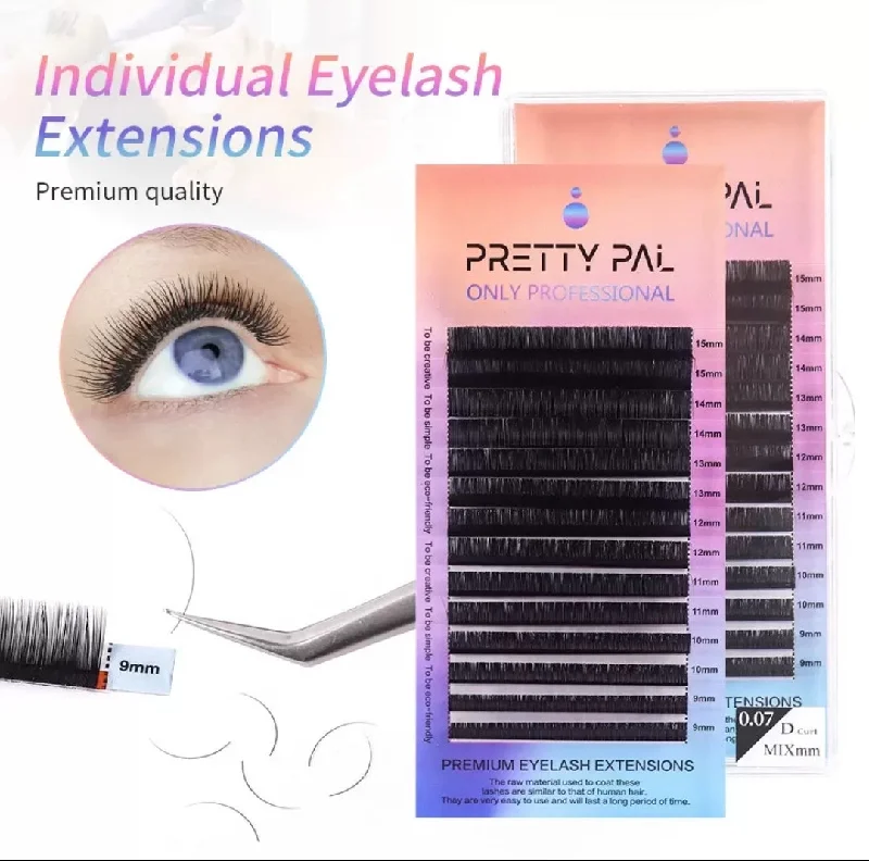 PRETTY PAL cross-border wholesale grafting eyelashes weaving C/D curling eyelashes natural soft manual blooming eyelashes