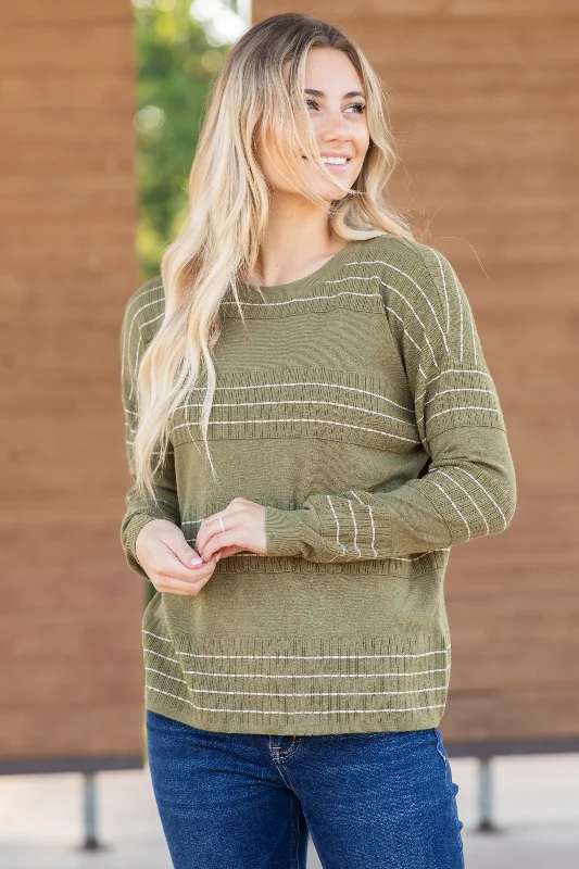 Stitch Stripe Sweater Knit Top