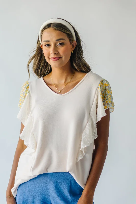 The Baynor Floral Chiffon Blouse in Oatmeal + Yellow