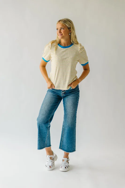 The Gupton Puff Sleeve Blouse in Yellow Stripe