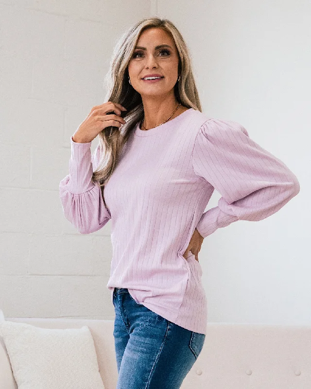 Gloria Wide Ribbed Top - Light Lavender FINAL SALE