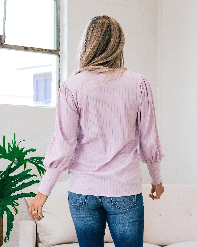 Gloria Wide Ribbed Top - Light Lavender FINAL SALE