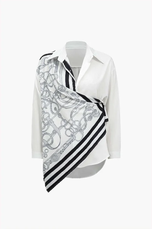 Abstract Print Asymmetrical Long-Sleeve Shirt