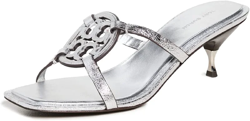 Tory Burch Women's Geo Bombe Miller Low Heel 55mm, Silver