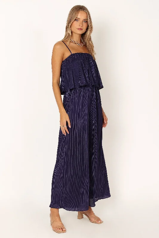 Jillian Plisse Jumpsuit - Navy