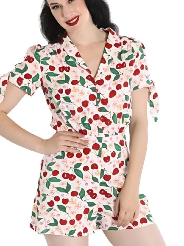 HELL BUNNY SIMONA CHERRIES PLAYSUIT