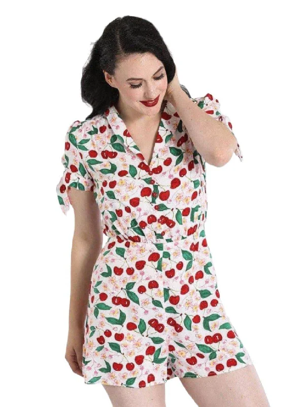 HELL BUNNY SIMONA CHERRIES PLAYSUIT