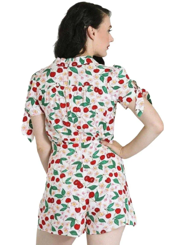 HELL BUNNY SIMONA CHERRIES PLAYSUIT