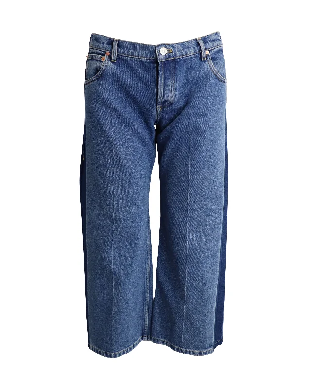 Score Huge Discounts Today!Balenciaga Wide Leg Cropped Jeans in Blue Cotton Denim
