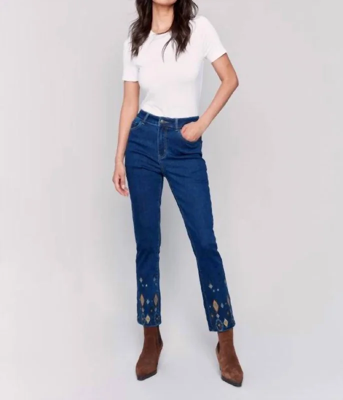 Unbeatable Prices!Beaded Hem Slim Jeans In Indigo