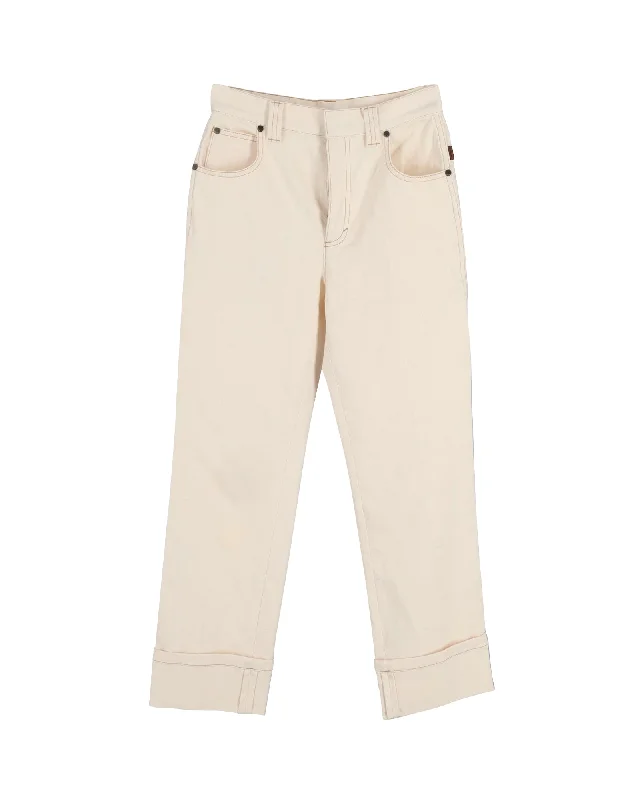 Everything Must Go!Chloé High-Rise Straight Leg Jeans in Cream Cotton