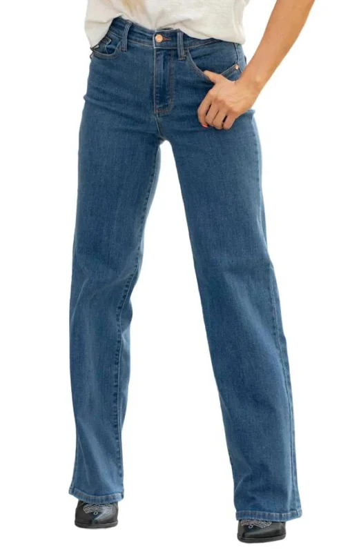 Get the Best for Less!Classic Wide Leg Bootcut Jeans In Medium Blue