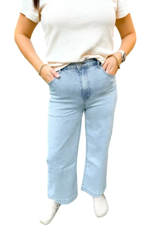 One Click Away from Big Savings!Cropped Straight Denim Jeans In Light Wash