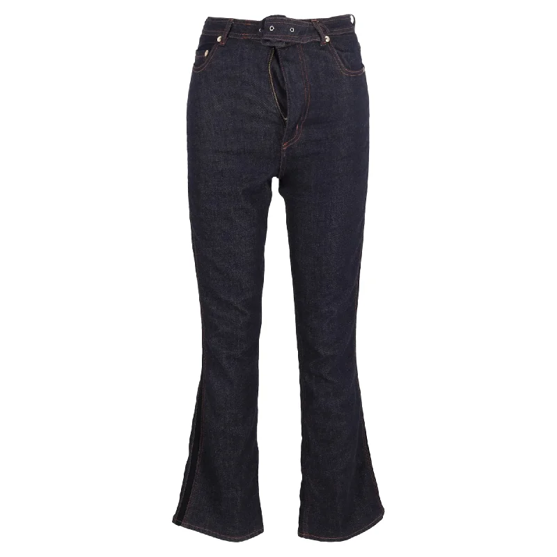 Bigger Savings, Better Shopping!Erdem Vina Belted Denim Flared Jeans in Navy Blue Cotton Bigger Savings, Better Shopping!Erdem Vina Belted Denim Flared Jeans in Navy Blue Cotton