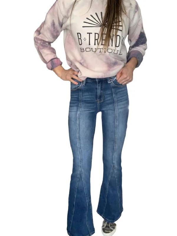 Flash Sale – Act Fast!High Rise Front Seam Detailed Flare Jeans In Dark