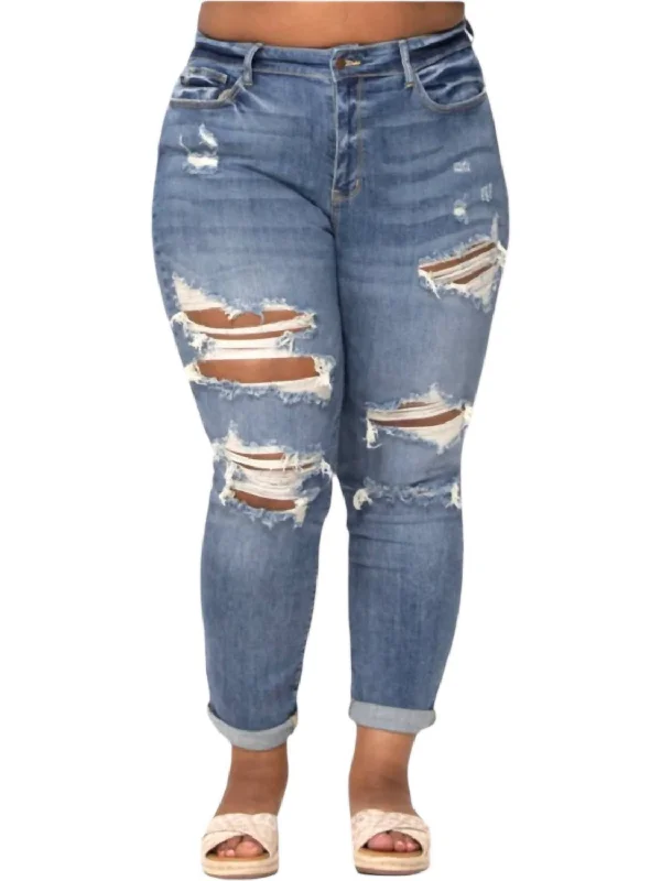 Limited Deals, Unlimited Savings!Midrise Distressed Jeans In Washed Denim