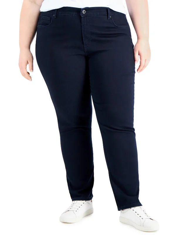 Your Exclusive Offer Awaits!Plus Womens High Rise Slimming Straight Leg Jeans