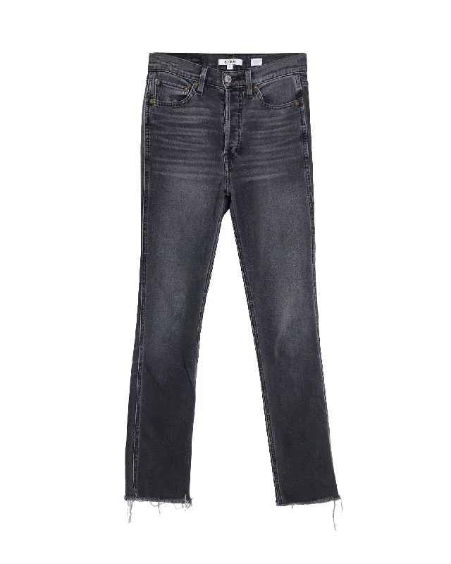 Don’t Wait – Deals Won’t Last!Re/Done Straight Raw Hem Jeans in Grey Cotton