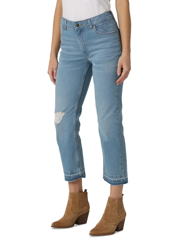 Limited Stock Available!Womens High Rise Light Wash Straight Leg Jeans