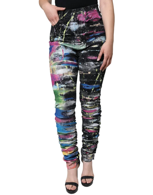 Exclusive Savings This Week!Dolce & Gabbana multi Splatter Paint Cotton Skinny blue Women's Jeans