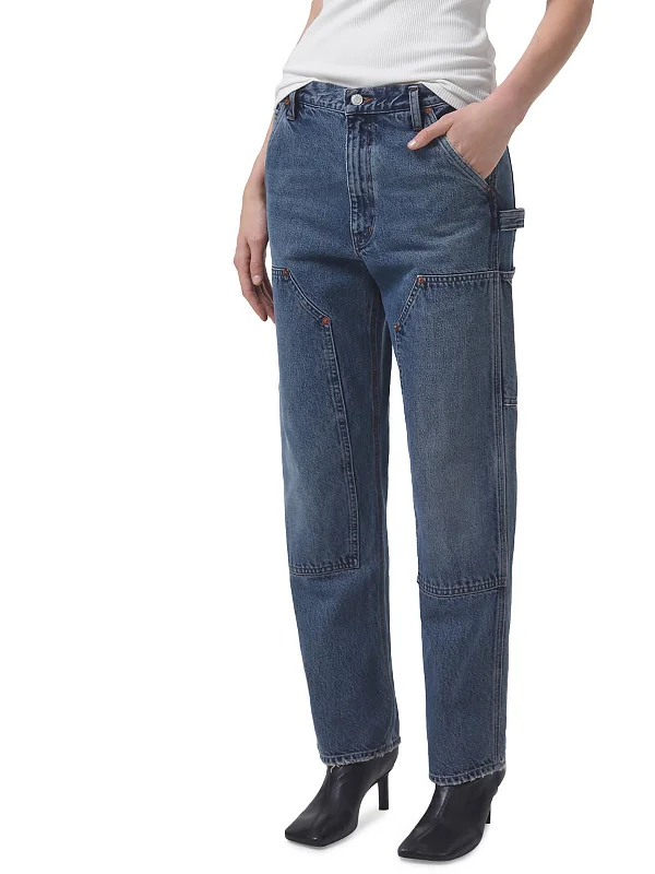 Every Deal is a Steal!Rami Womens High Rise Medium Wash Cargo Jeans