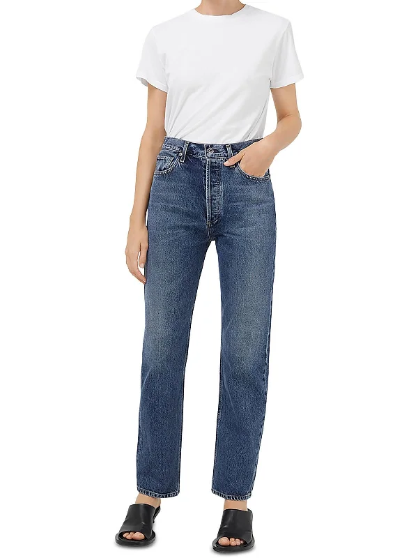Lowest Prices Guaranteed!Womens High Rise Medium Wash Straight Leg Jeans