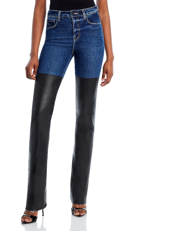 Limited Deals, Unlimited Savings!Womens Mixed Media High Rise Straight Leg Jeans