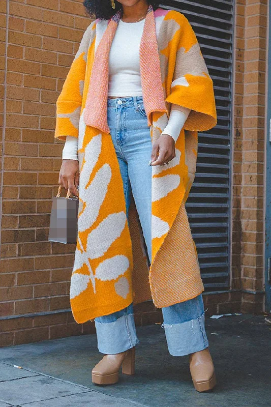 Don't Miss Out!Floral Jacquard Pretty Side Split Cardigan