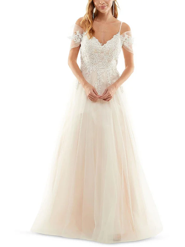 Save More with Every Purchase!Juniors Womens Embellished Cold Shoulder Evening Dress