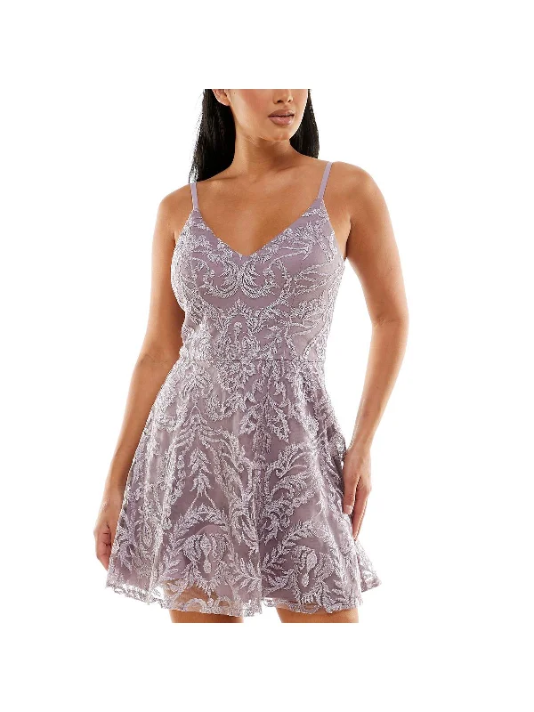 Act Fast – Limited Time Savings!Juniors Womens Embroidered Shimmer Party Dress