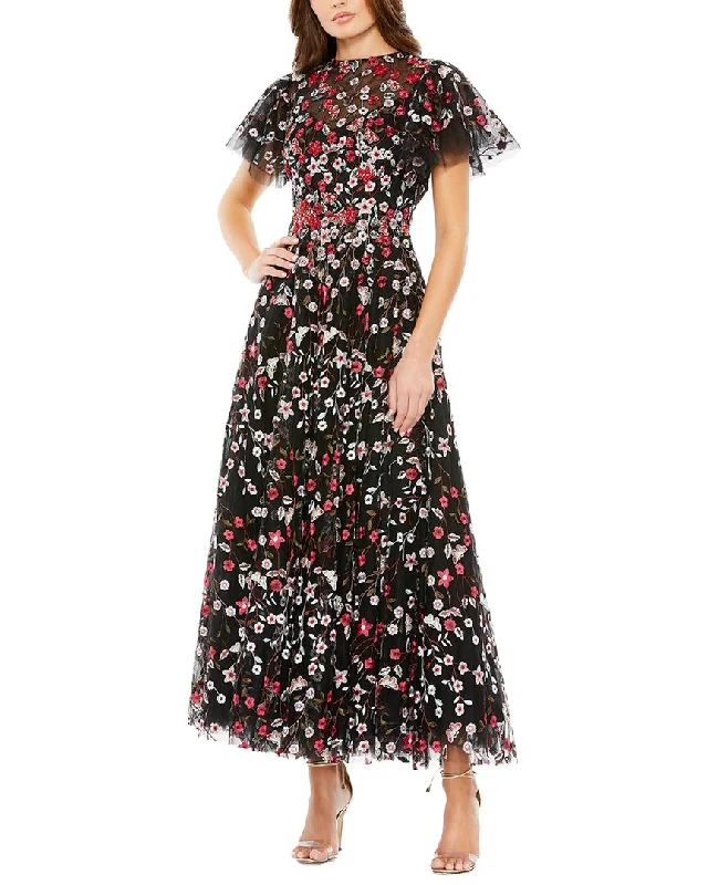 Save Money, Shop Happy!Mac Duggal Embellished Butterfly Tea Length A-Line Dress