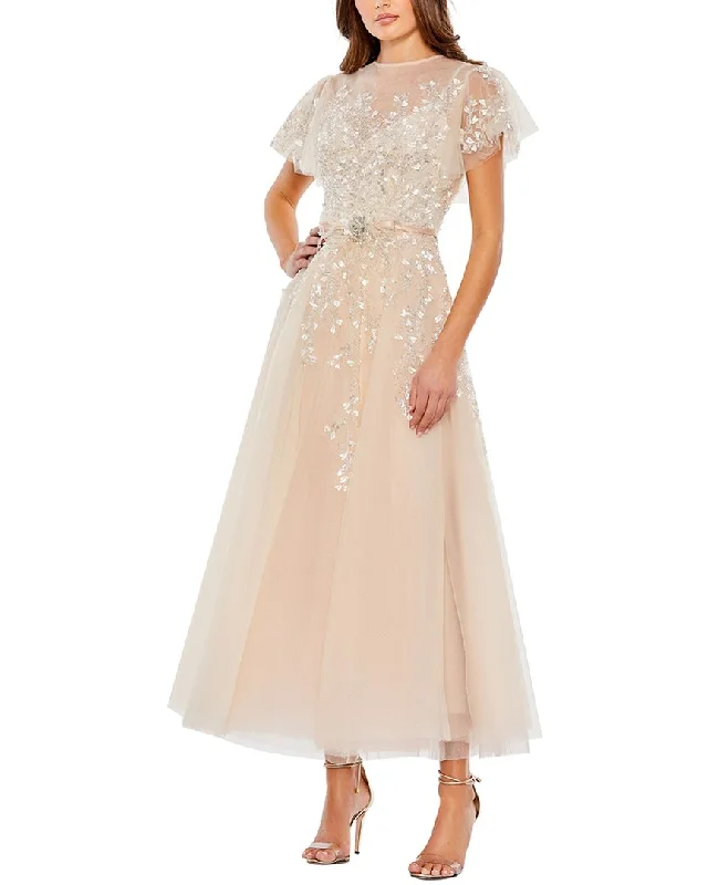 Your Wallet Will Thank You!Mac Duggal Embellished Flutter Sleeve Bow Waist A-Line Dress