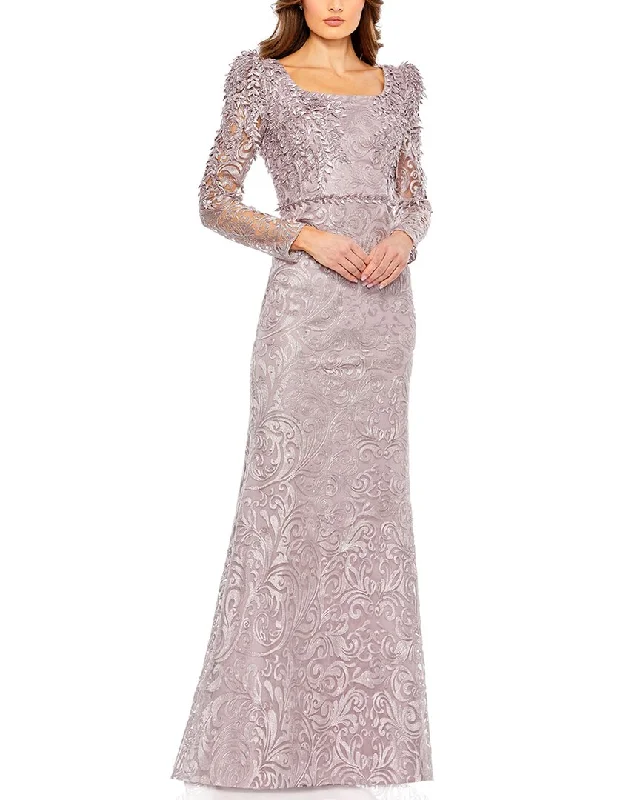 Save Money, Shop Happy!Mac Duggal Embroidered Applique Shoulder Detail Trumpet Gown