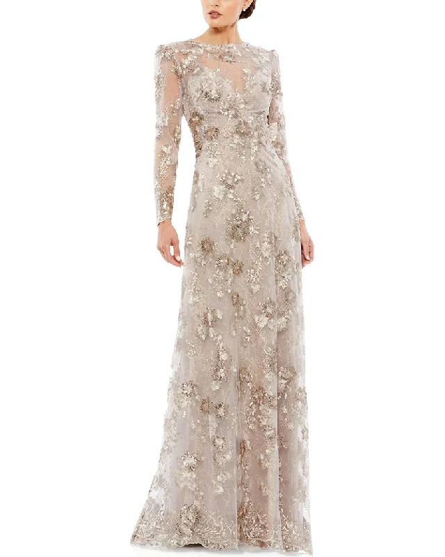 One Day Only – Huge Savings!Mac Duggal Floral Embroidered Illusion Evening Gown