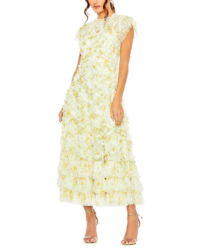 Your Wallet Will Thank You!Mac Duggal High Neck Ruffle Cap Sleeve Floral Dress