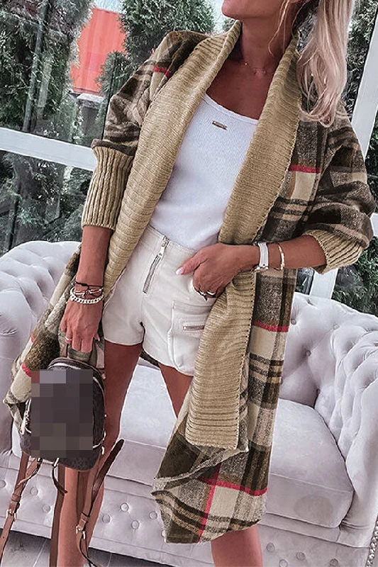 Bigger Savings, Better Shopping!Patchwork Plaid Laid Back Cardigan