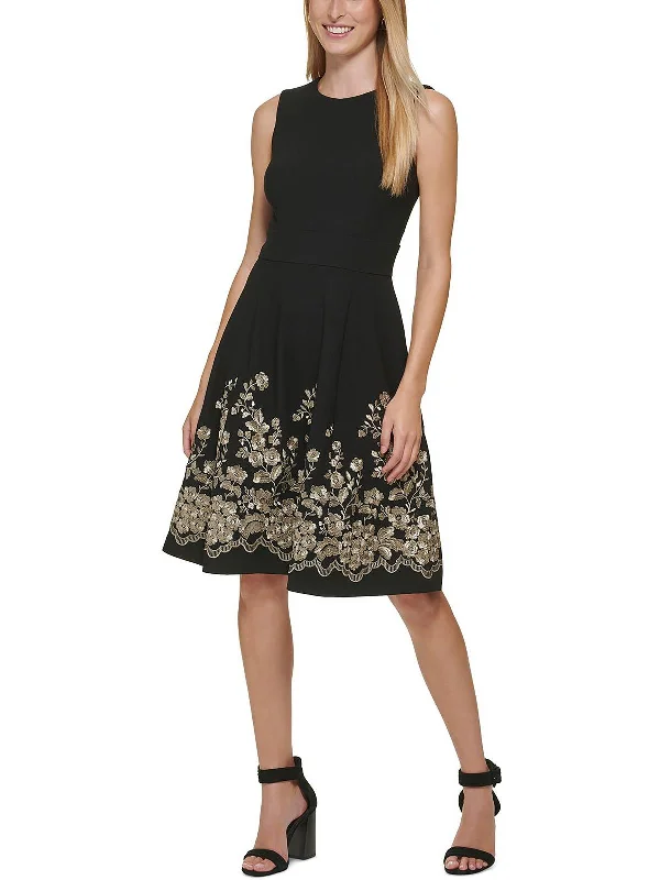 Unlock Huge Savings Now!Petites Womens Embroidered Mini Fit & Flare Dress
