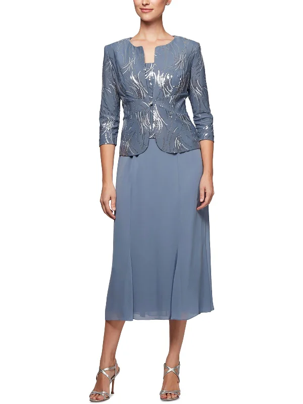 Best Price of the Season!Petites Womens Jacket Midi Two Piece Dress