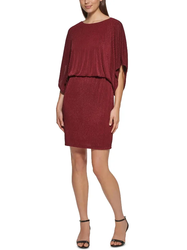 Don’t Wait – Shop Today!Petites Womens Metallic Blouson Sheath Dress