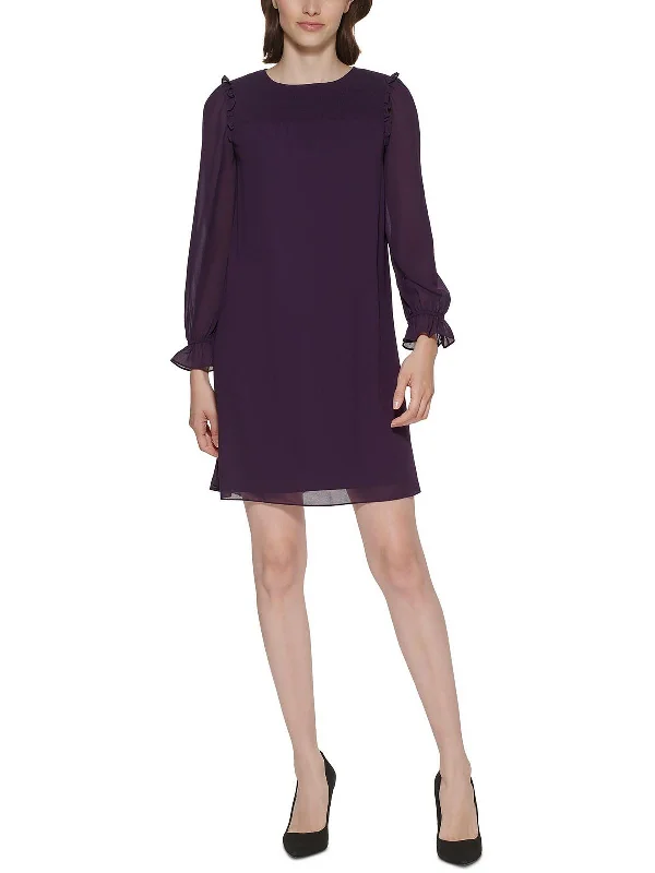 Hottest Discounts of the Year!Petites Womens Smocked Illusion Shift Dress