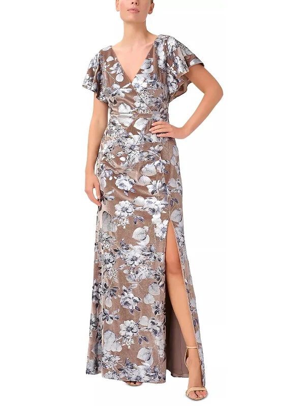 Your Shopping Wish, Our Discount Command!Petites Womens Velvet Long Evening Dress