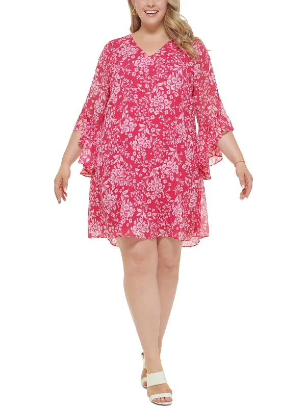 Price Drops You’ll Love!Plus Womens Floral Knee Shift Dress